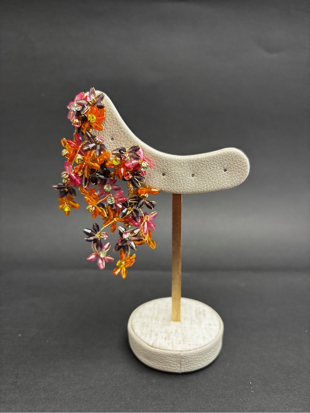 Zara Floral Cluster Drop Earrings - Orange, Pink, Purple